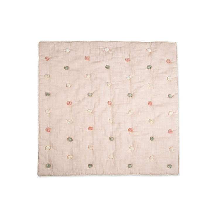 Parker Rose Light Pink Cotton Muslin Baby Blanket with Pom Poms