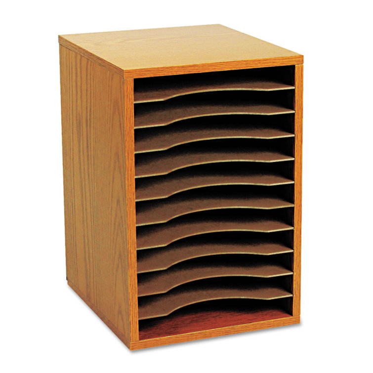Oak Vertical Desktop Organizer with 11 Compartments