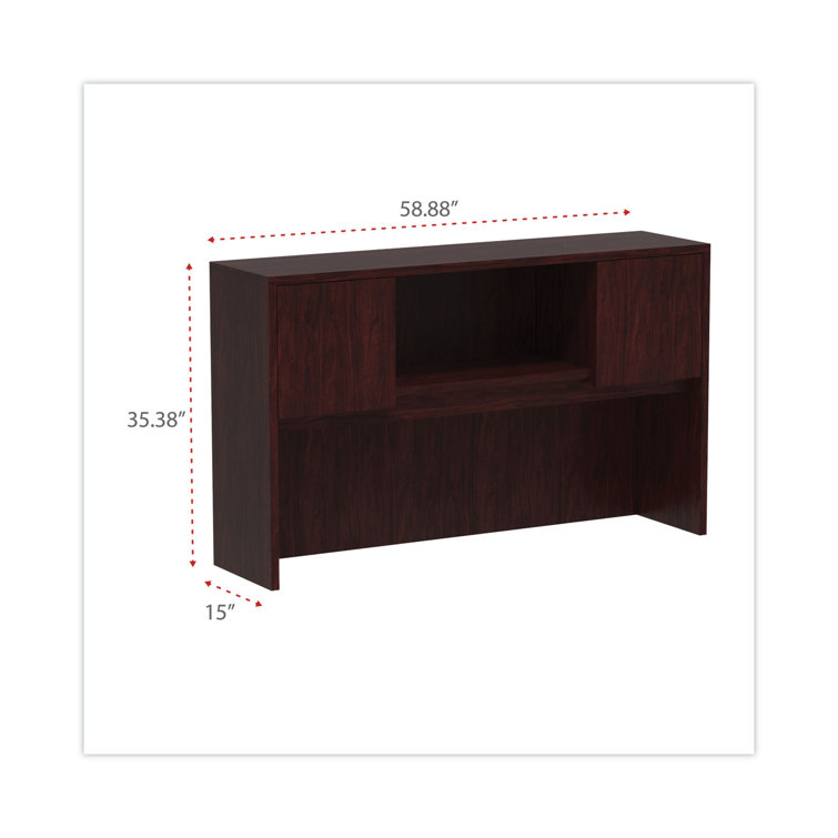 Mahogany Woodgrain Laminate Office Desk Hutch with Doors