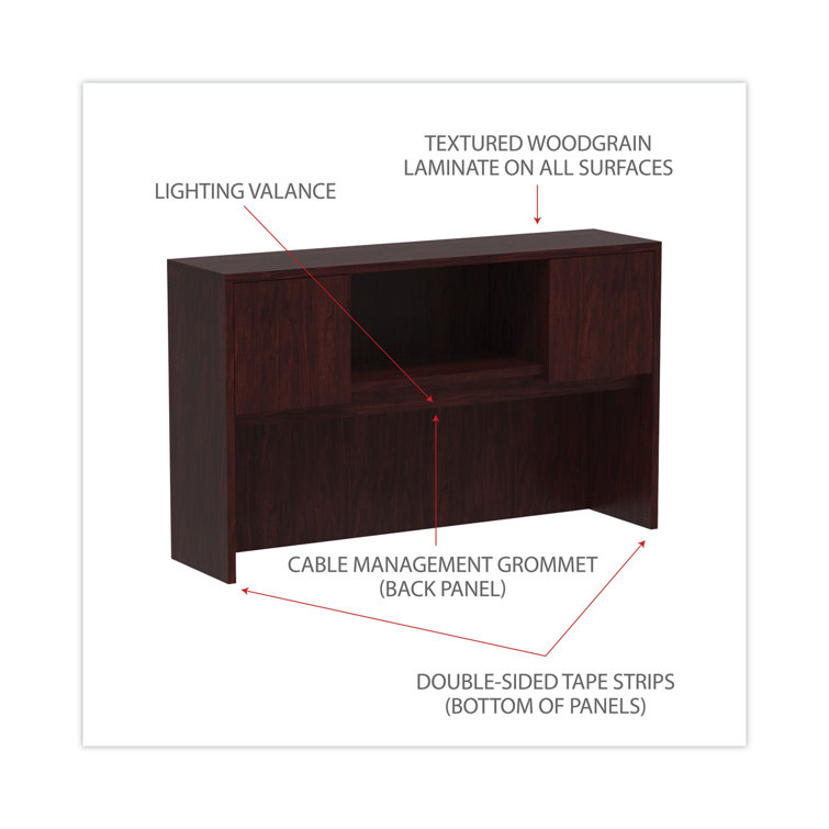 Mahogany Woodgrain Laminate Office Desk Hutch with Doors