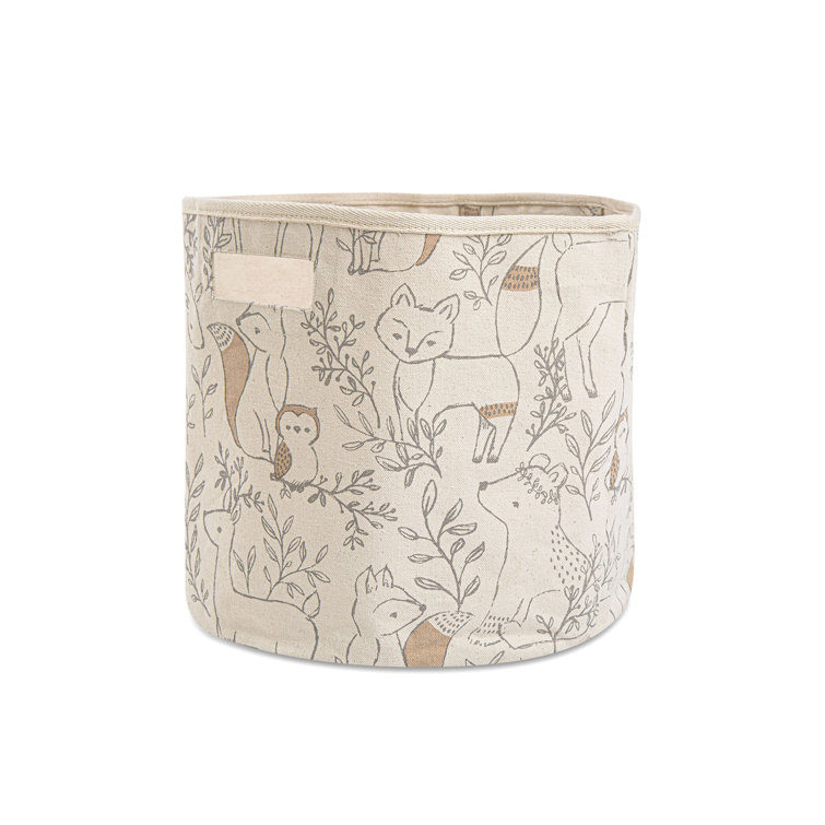 Ezra Beige and Brown Fabric Woodland Nursery Storage Basket