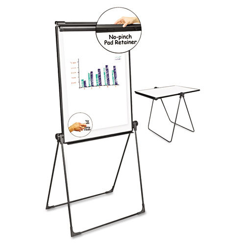 Universal Foldable Double-Sided Magnetic Dry Erase Easel, 28.5 x 37.5, White/Black