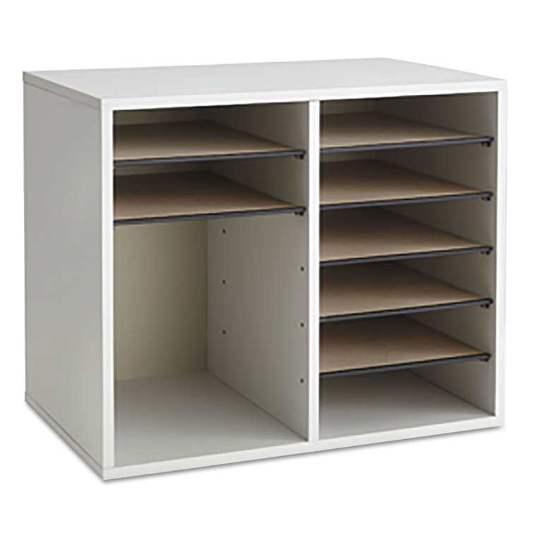 Modular 12-Compartment Gray Hardboard Literature Sorter