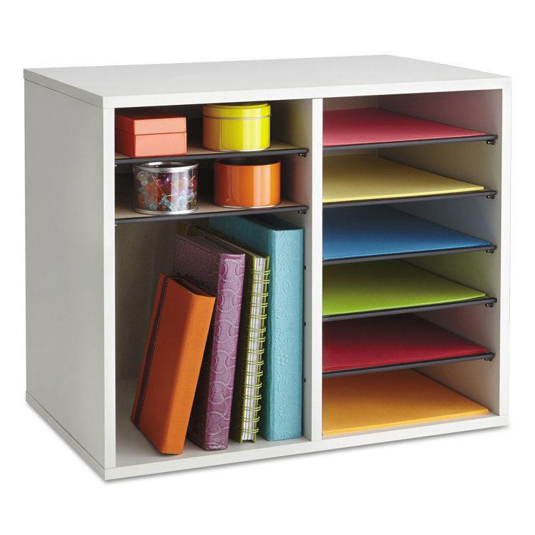 Modular 12-Compartment Gray Hardboard Literature Sorter