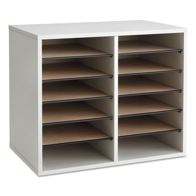 Modular 12-Compartment Gray Hardboard Literature Sorter