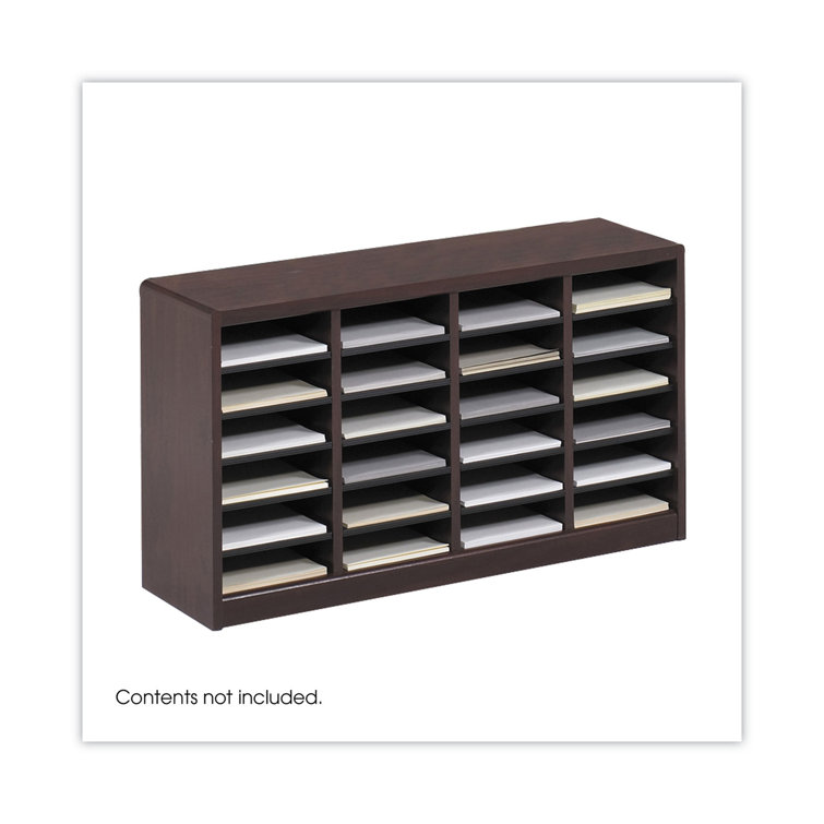 Mahogany 24-Compartment Wood Literature Organizer