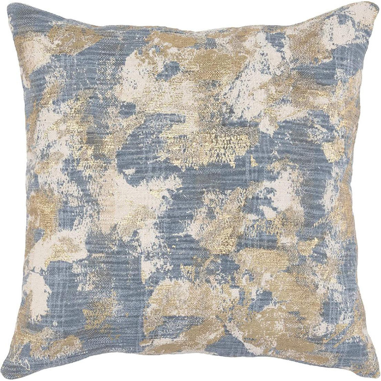 Blue Multi Abstract Embroidered Square Throw Pillow