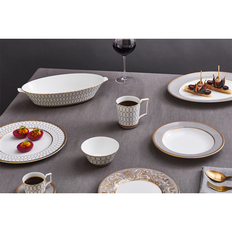 Renaissance Grey Ceramic Soup Bowl with Gold Detailing