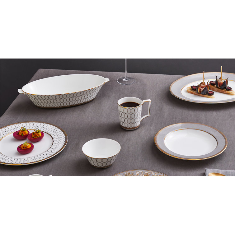 Grey and Gold Ceramic Microwave Safe Rice Bowl