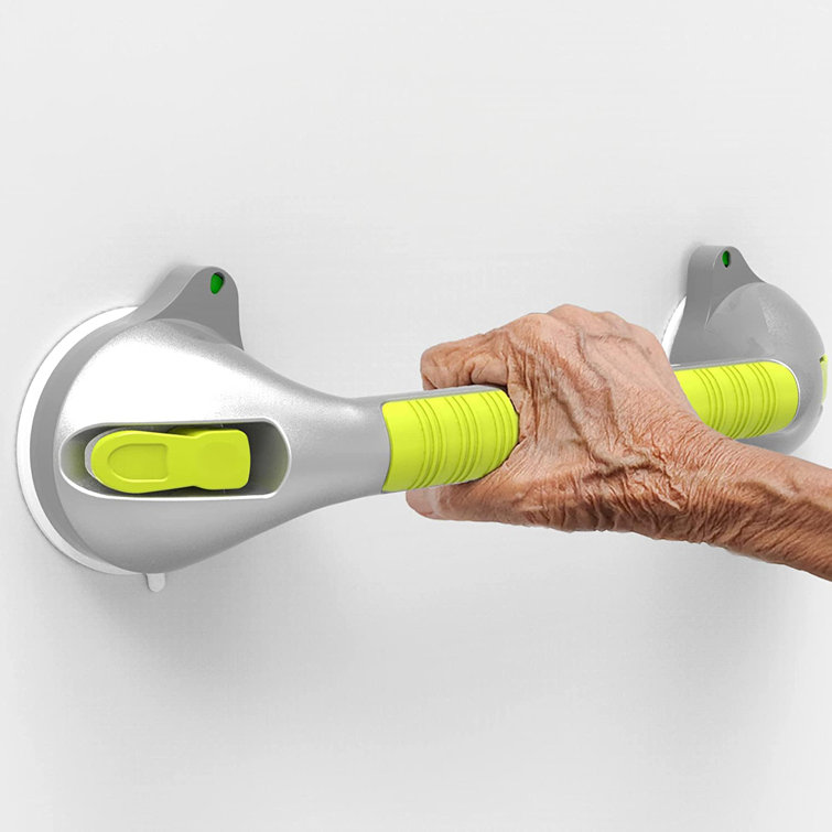 17-Inch Yellow and Silver Suction Shower Grab Bar