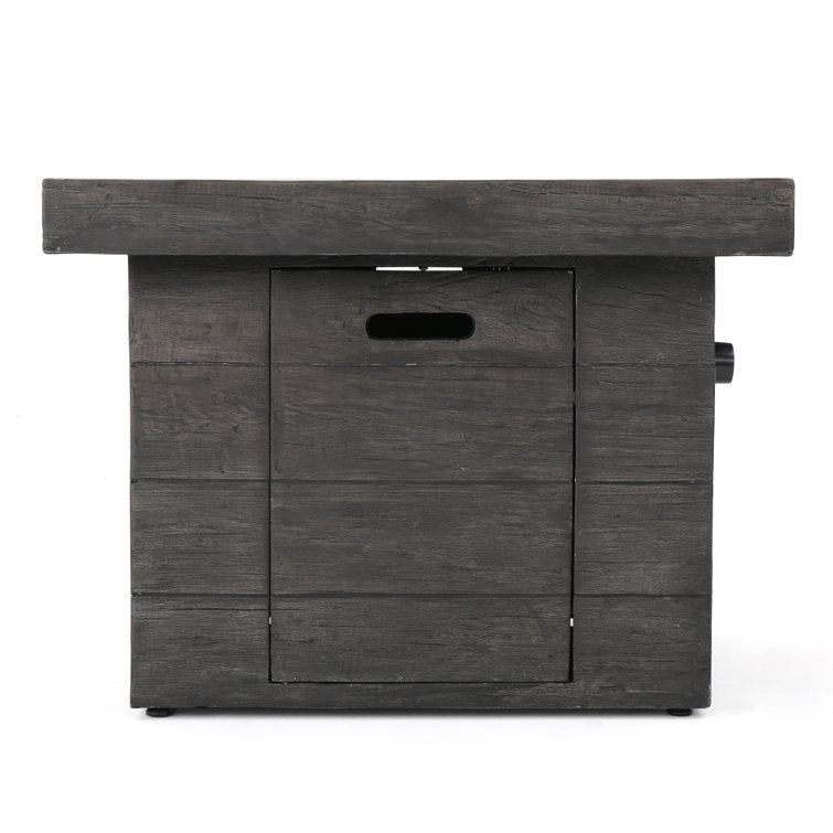 Vermont Gray 32" Square Gas Fire Pit Table with Lava Rocks