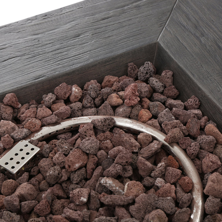 Vermont Gray 32" Square Gas Fire Pit Table with Lava Rocks