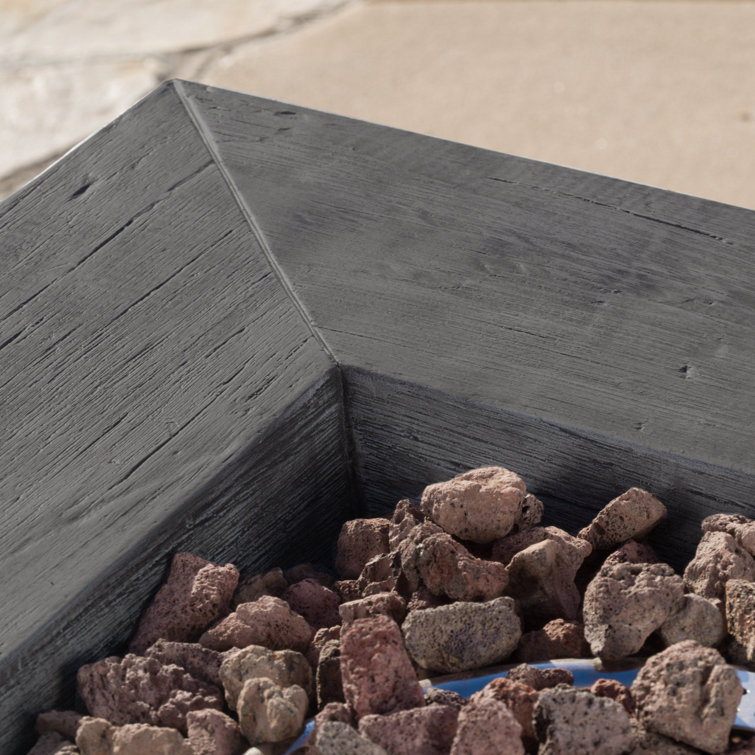 Vermont Gray 32" Square Gas Fire Pit Table with Lava Rocks