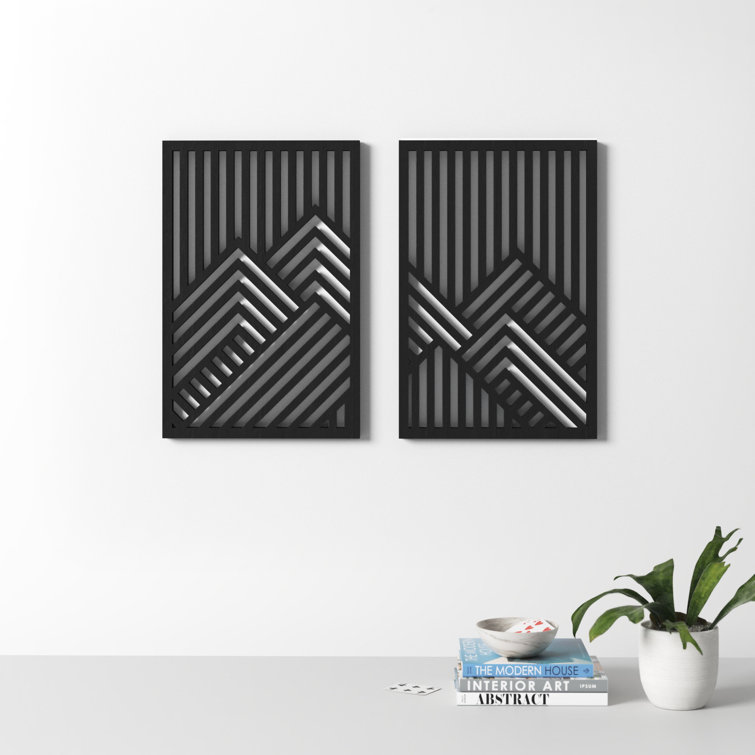 Black and Gray Modern Wood 2-Piece Wall Art Set