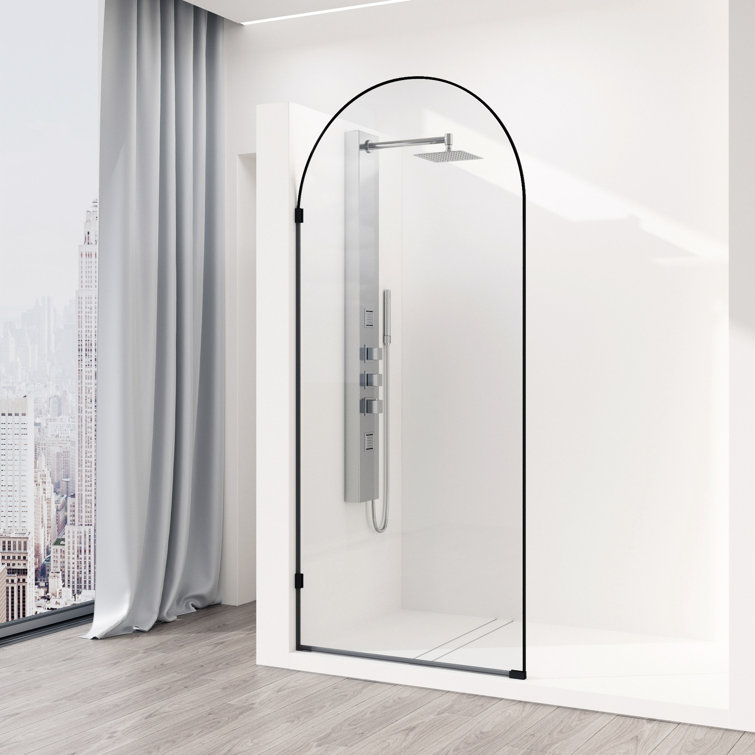 Arden 34" W x 78" H Matte Black Glass Shower Screen