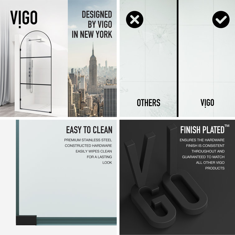 Arden Matte Black 34" x 78" Framed Shower Screen with Clear Glass