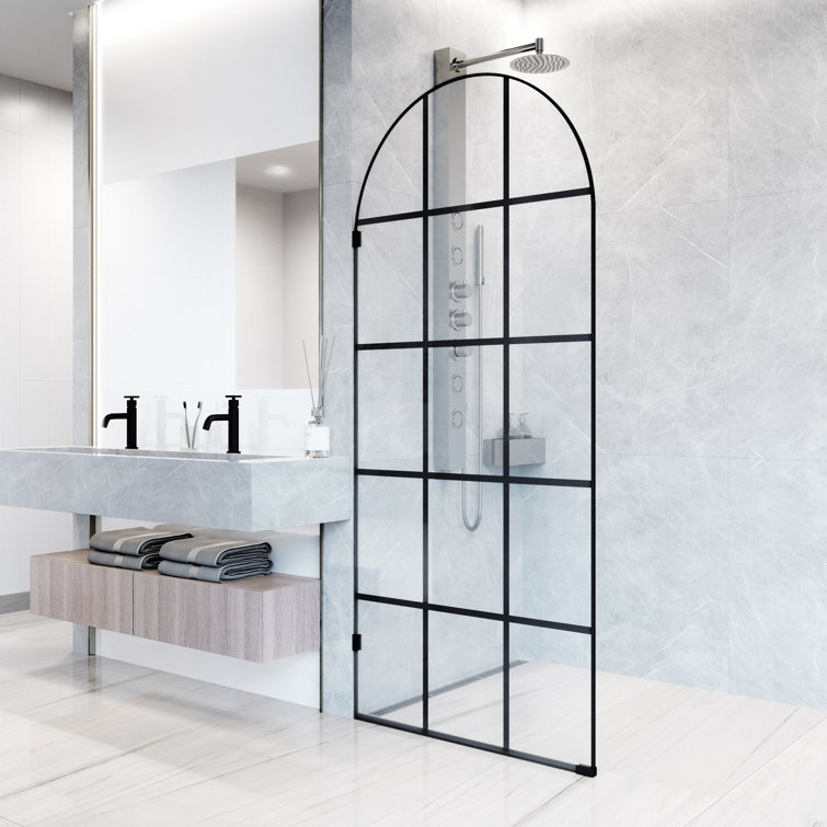 Arden Matte Black 34" x 78" Framed Shower Screen with Clear Glass