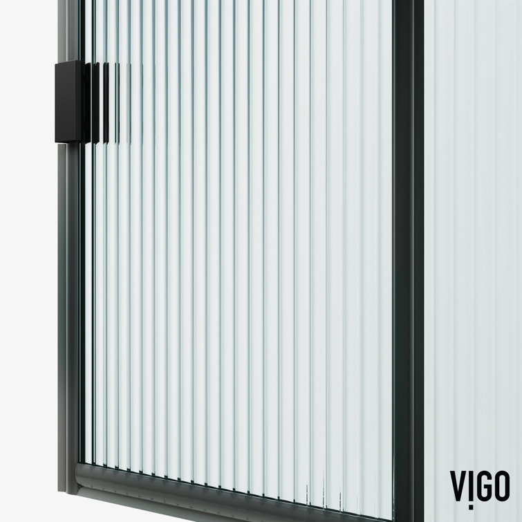 Arden Matte Black 34" x 78" Framed Shower Screen with Fluted Glass