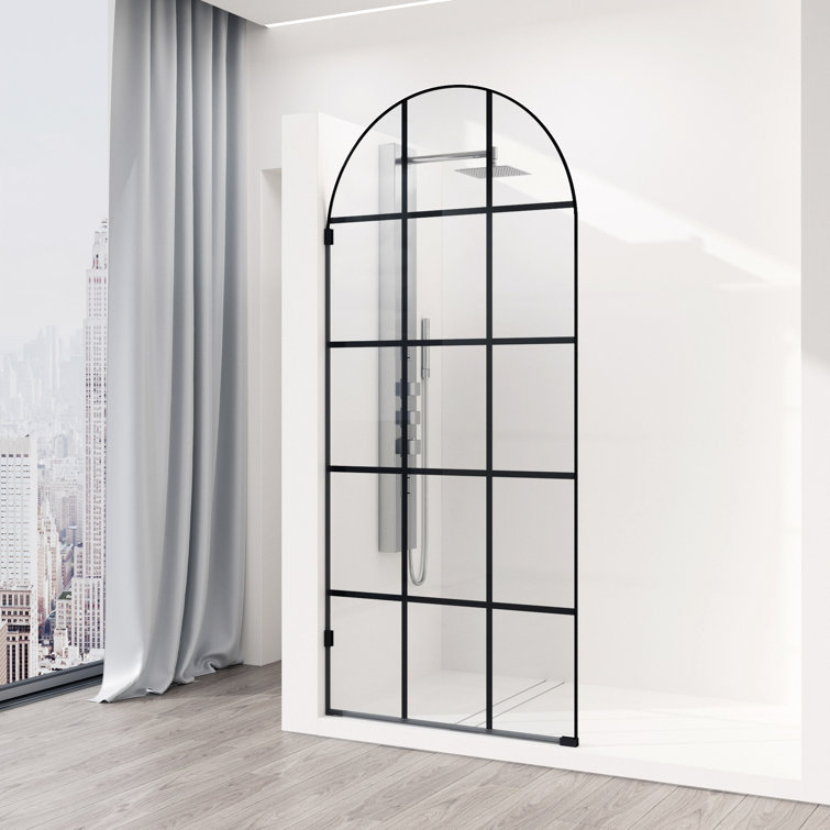 Arden Matte Black 34" x 78" Framed Shower Screen with Clear Glass