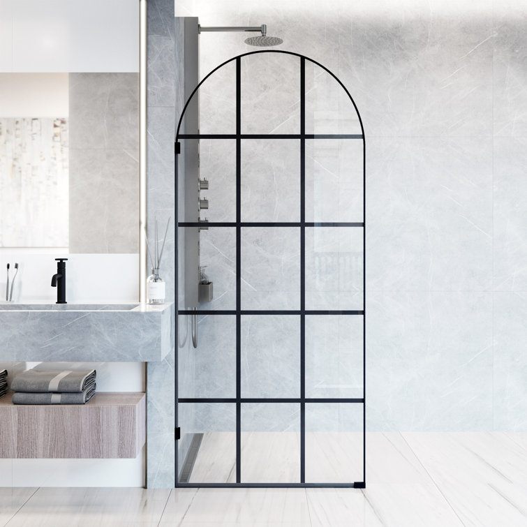 Arden Matte Black 34" x 78" Framed Shower Screen with Clear Glass