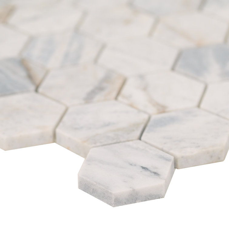 Capri Blue Hexagon Honed Marble Mosaic Tile Sheet