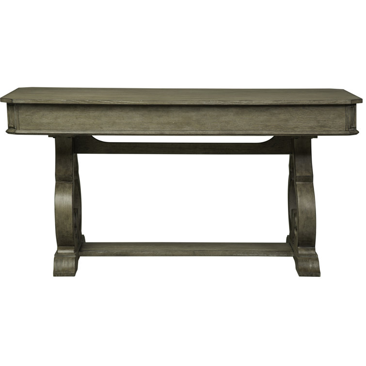 Elegant White and Brass 60" Writing Desk with Scrolled Legs