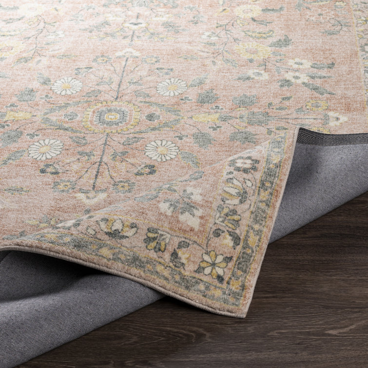 Berger Coral Floral Synthetic Rectangular Area Rug