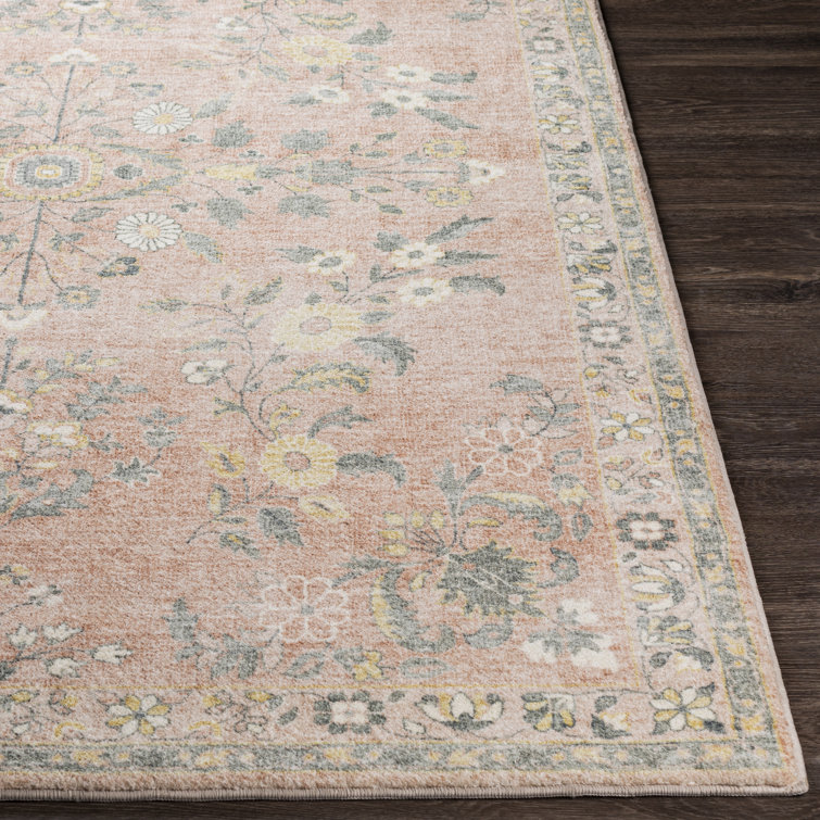 Berger Coral Floral Synthetic Rectangular Area Rug