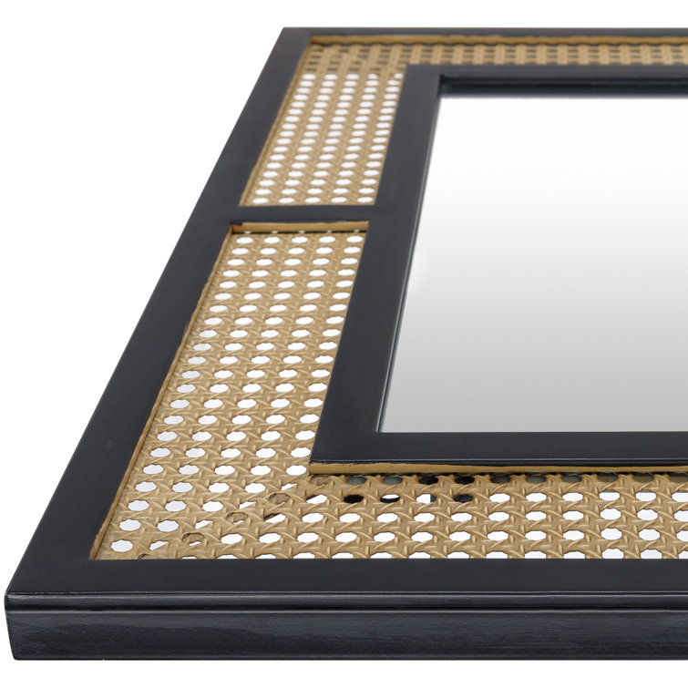Rectangular Black and Cane Wall Mirror