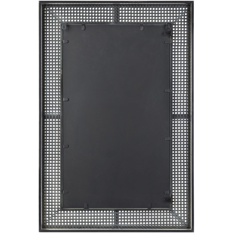 Rectangular Black and Cane Wall Mirror