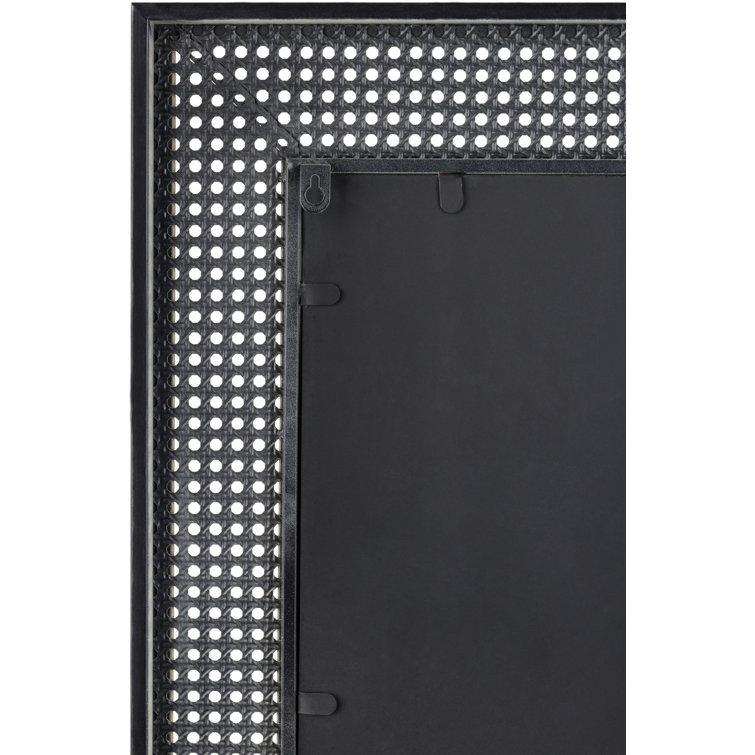 Rectangular Black and Cane Wall Mirror