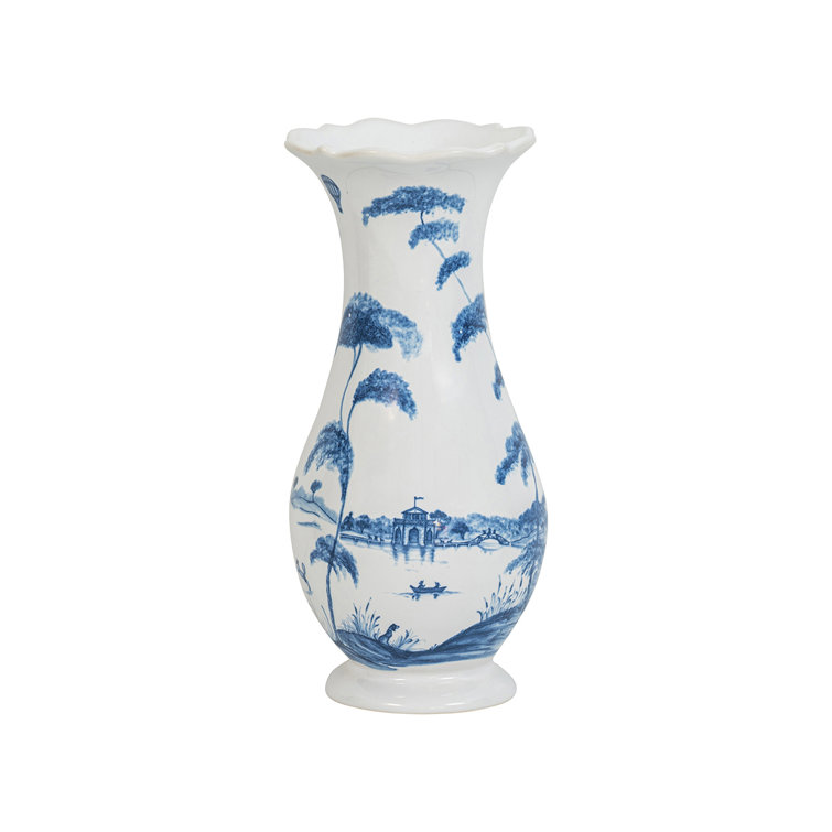 Handmade Blue and White Ceramic Scallop Table Vase