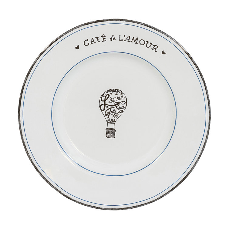 L'Amour Toujours White Ceramic 18'' Dinner Plate Set for 4