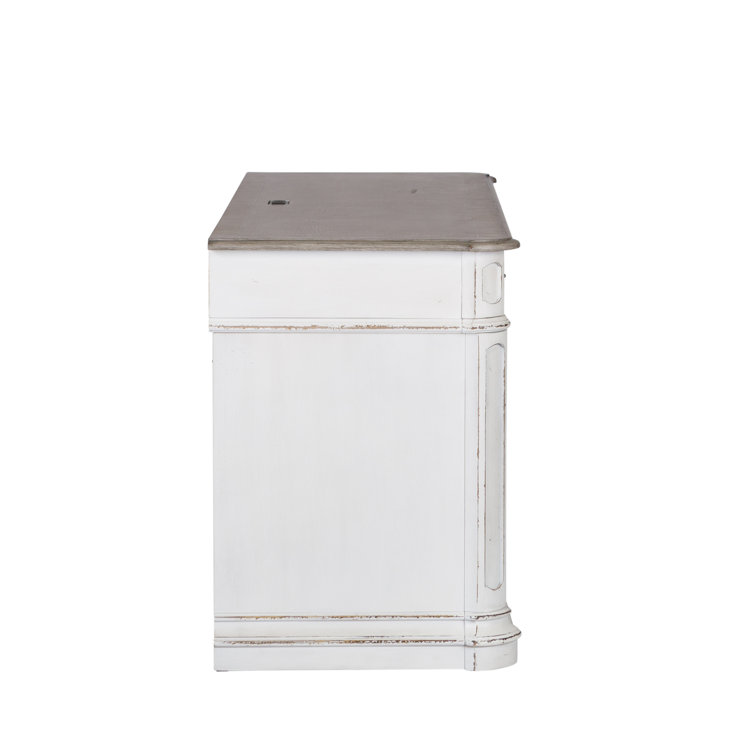 Traditional White Home Office Desk with USB Ports and Drawer