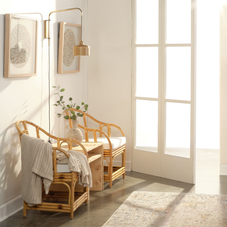Satin Brass Adjustable Swing Arm Sconce with Dimmable Gold Shade