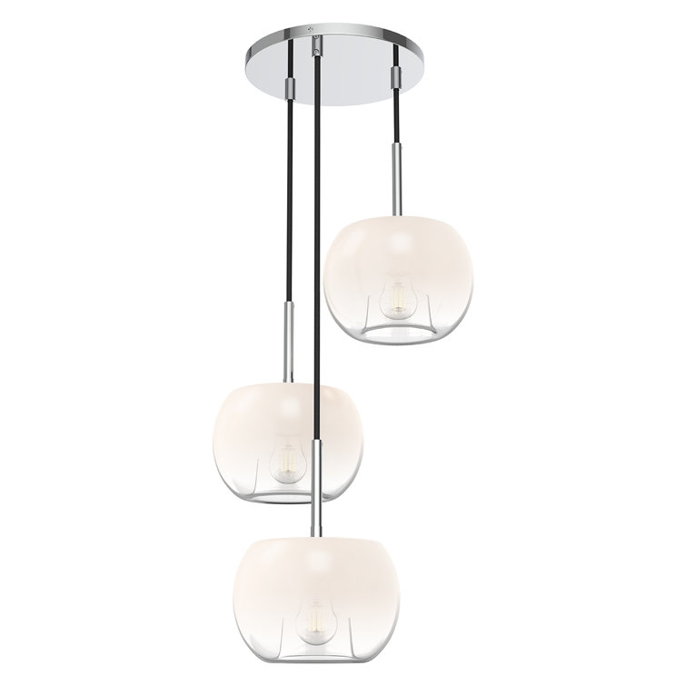 Samar Chrome and Opal Glass 3-Light Chandelier