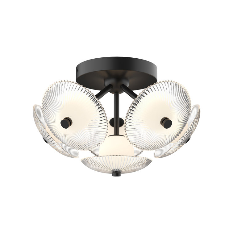 Hera Matte Black and Glass LED Semi Flush Mount
