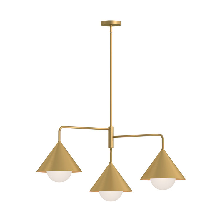 Brushed Gold 3-Light Geometric Metal Chandelier