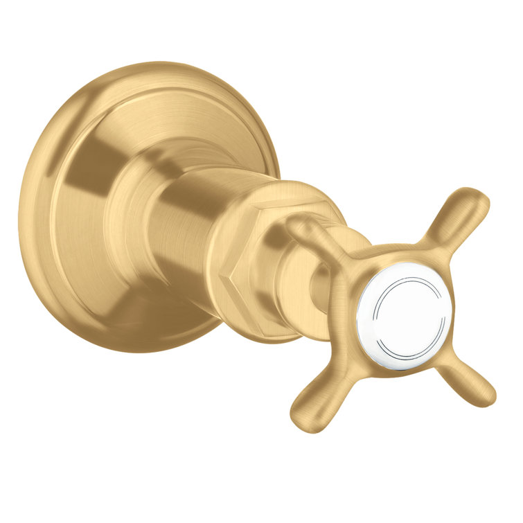 Brushed Gold Optic Wall-Mounted Cross Handle Valve Trim