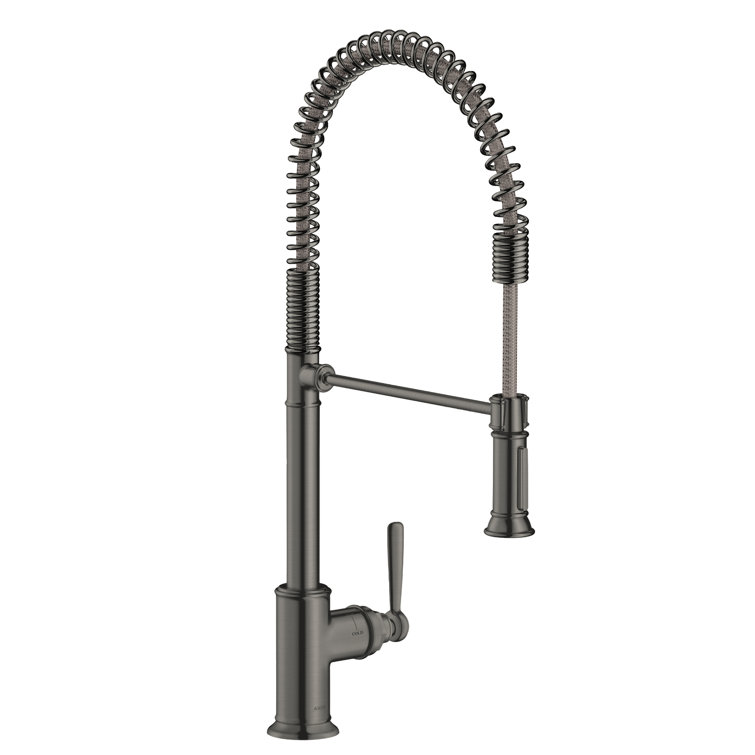 Brushed Black Chrome Industrial Pull-Down Kitchen Faucet