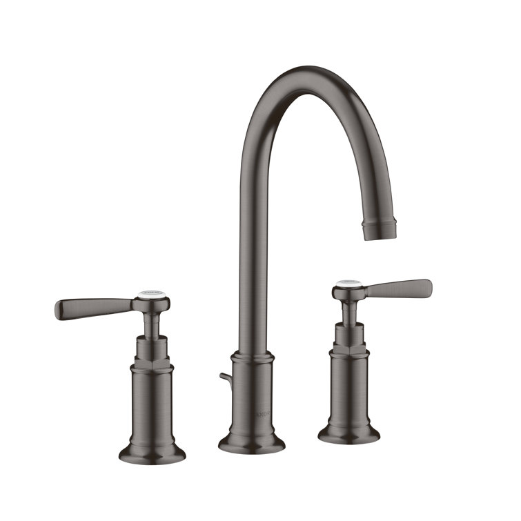 Brushed Black Chrome Widespread Bathroom Faucet with Lever Handles