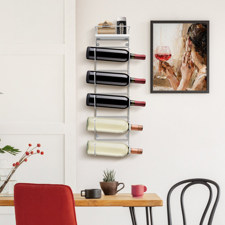 White Wall Mounted Towel Rack with Wooden Shelf