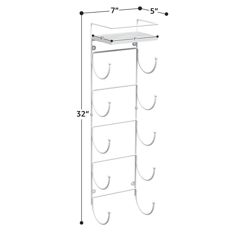 White Wall Mounted Towel Rack with Wooden Shelf