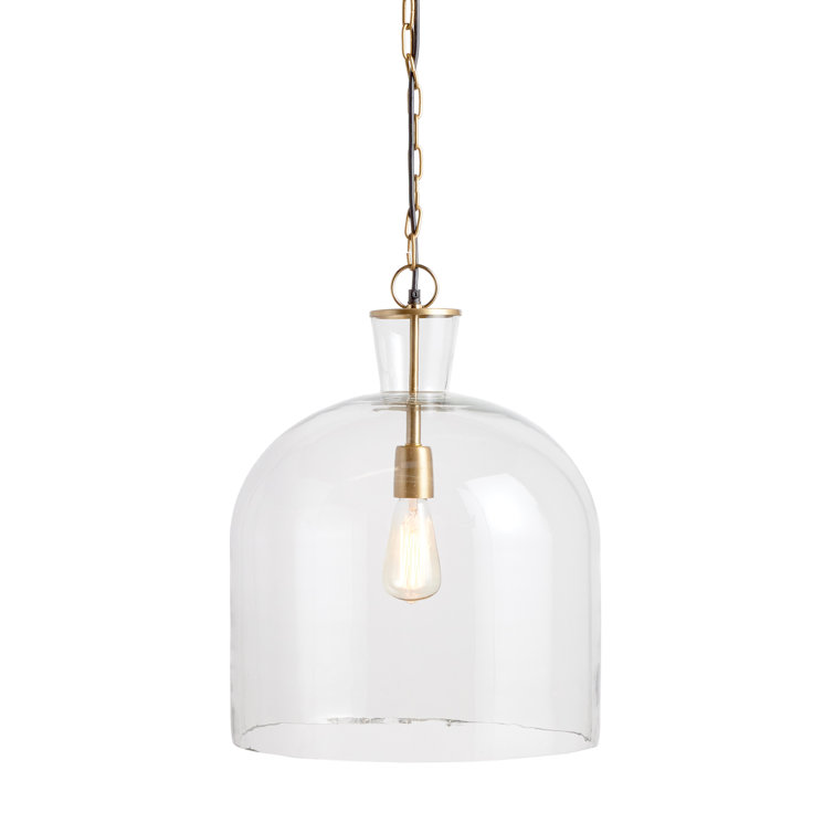 Clear Glass and Gold Single Bell Pendant Light