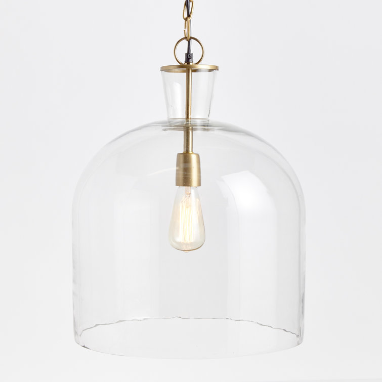 Clear Glass and Gold Single Bell Pendant Light