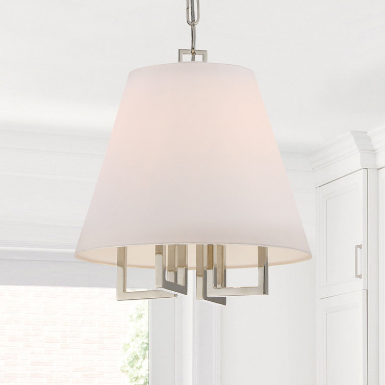 Polished Nickel Mini Chandelier with Silk Shade