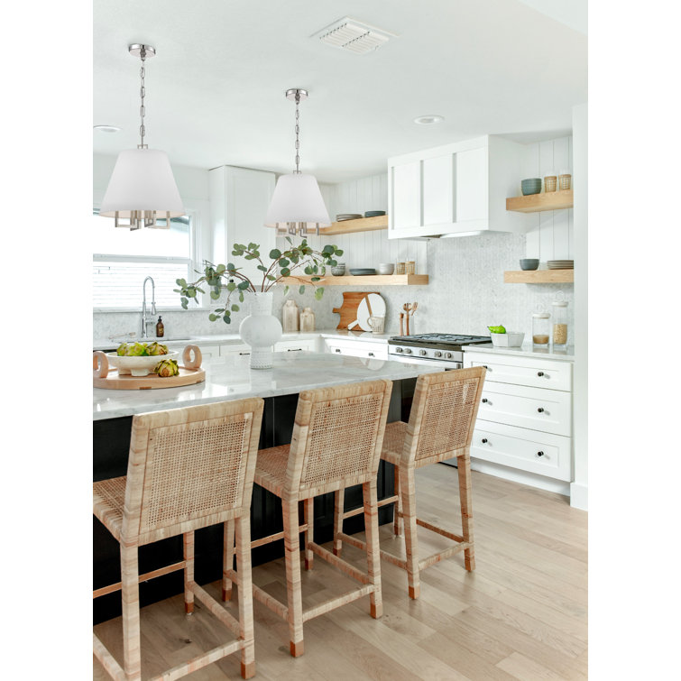 Polished Nickel Mini Chandelier with Silk Shade