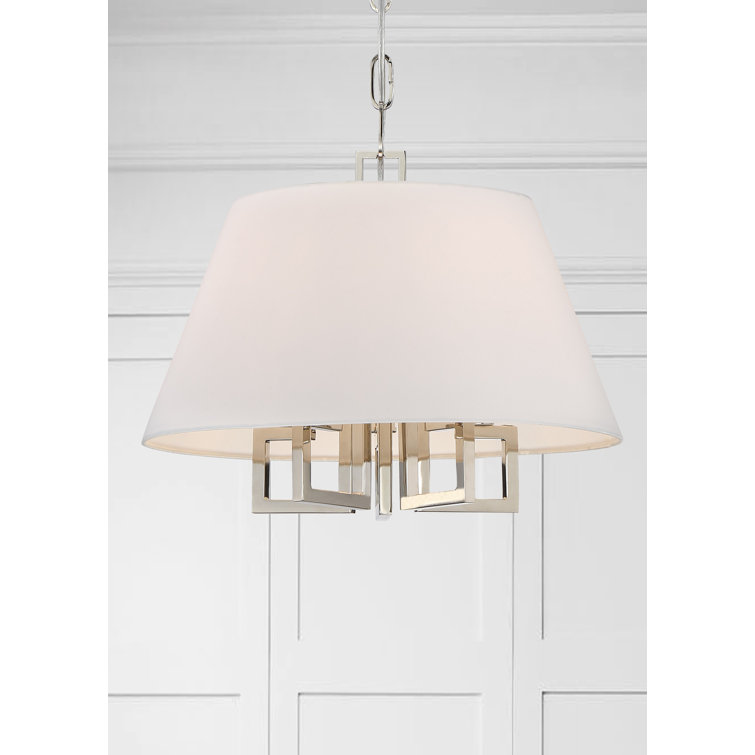Polished Nickel Mini Chandelier with Silk Shade