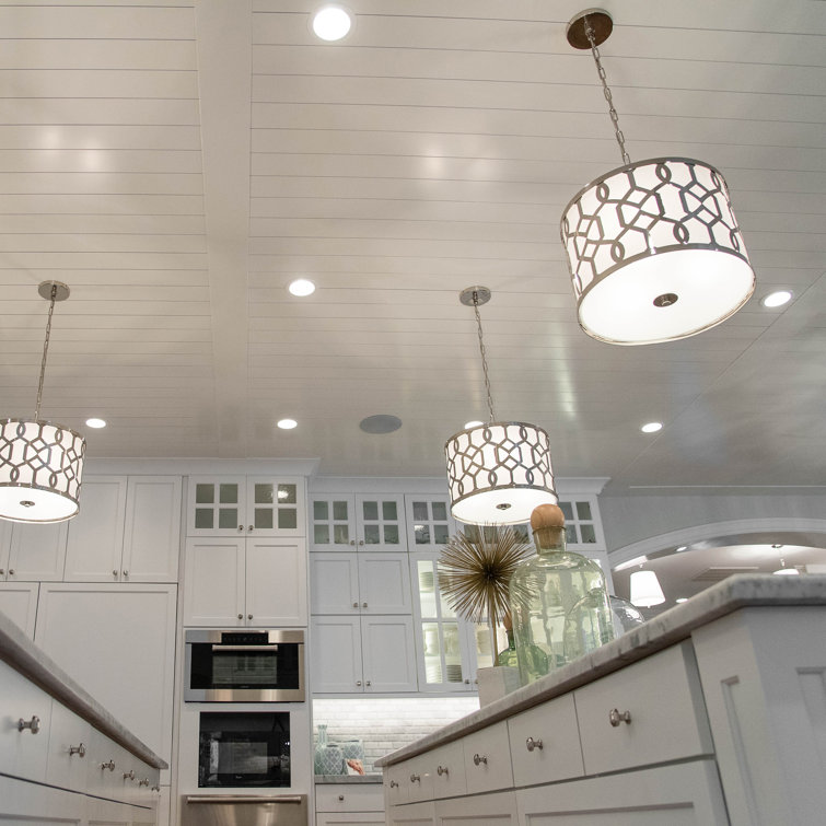 Polished Nickel 5-Light Drum Chandelier with Silk Shade