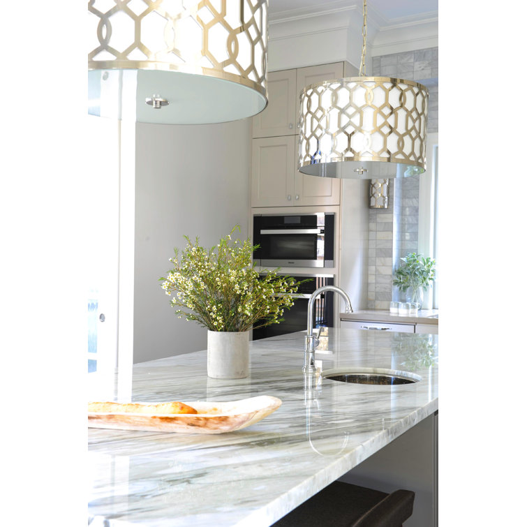 Polished Nickel 5-Light Drum Chandelier with Silk Shade